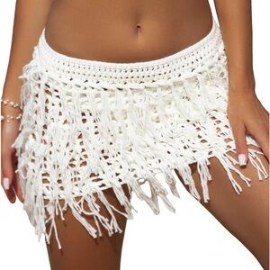 Fringe Crochet Swim Coverup Skirt